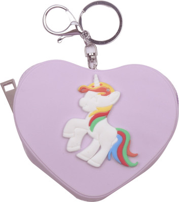 

Yellow Bee Heart Shaped Mini Keychain Coin Purse with Unicorn Coin Purse(Purple)