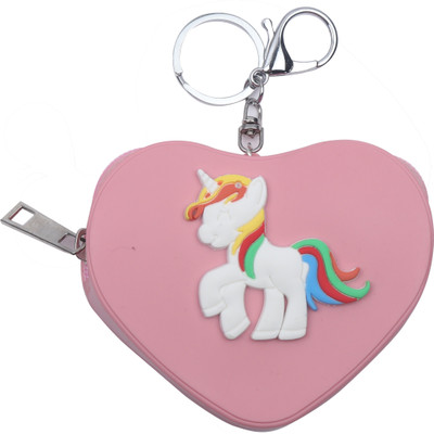 

Yellow Bee Heart Shaped Mini Keychain Coin Purse with Unicorn Coin Purse(Pink)