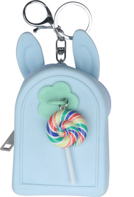 

Yellow Bee Mini Keychain Coin Purse with Lolipop Coin Purse(Blue)