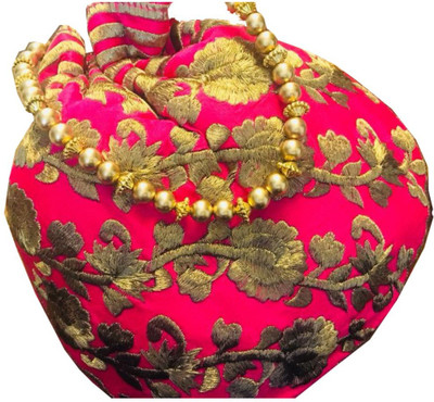 

Craftbazaar Raw Silk Designer Potlis Potli(Pink)