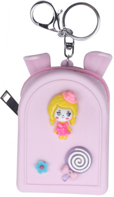 

Yellow Bee Mini Keychain Coin Purse with Girl and Lolipop Coin Purse(Pink)