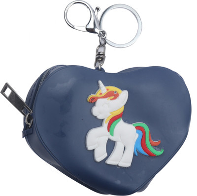 

Yellow Bee Heart Shaped Mini Keychain Coin Purse with Unicorn Coin Purse(Blue)