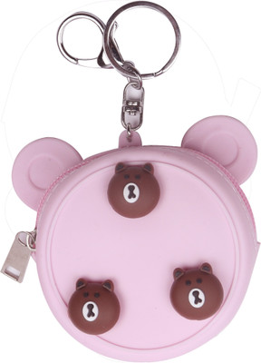

Yellow Bee Mini Keychain Coin Purse with 3 Bears Coin Purse(Pink)