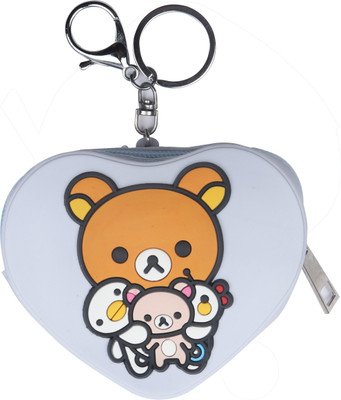 

Yellow Bee Heart Shaped Mini Keychain Coin Purse with Teddy Bear Coin Purse(Purple)