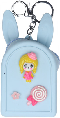 

Yellow Bee Mini Keychain Coin Purse with Girl and Lolipop Coin Purse(Blue)