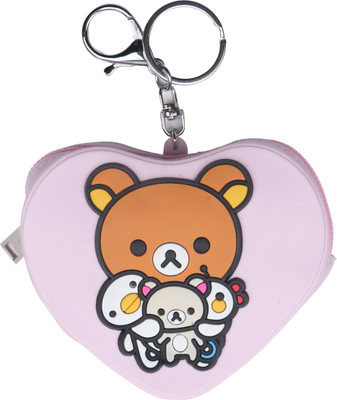 

Yellow Bee Heart Shaped Mini Keychain Coin Purse with Teddy Bear Coin Purse(Pink)