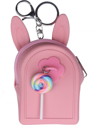 

Yellow Bee Mini Keychain Coin Purse with Lolipop Coin Purse(Pink)