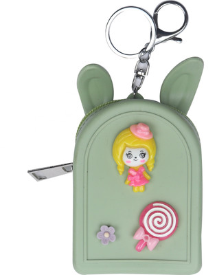 

Yellow Bee Mini Keychain Coin Purse with Girl and Lolipop Coin Purse(Green)
