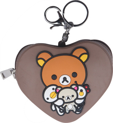 

Yellow Bee Heart Shaped Mini Keychain Coin Purse with Teddy Bear Coin Purse(Brown)
