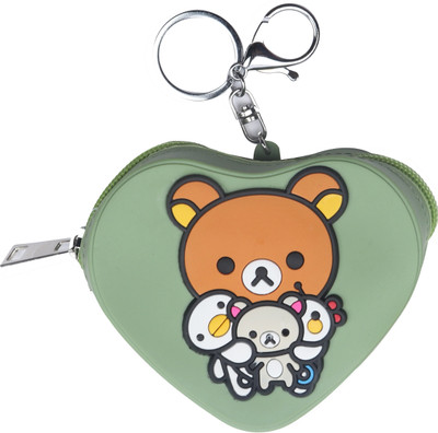 

Yellow Bee Heart Shaped Mini Keychain Coin Purse with Teddy Bear Coin Purse(Green)