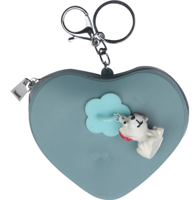 

Yellow Bee Heart Shaped Mini Keychain Coin Purse with Dog Coin Purse(Green)