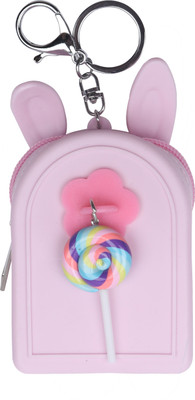 

Yellow Bee Mini Keychain Coin Purse with Lolipop Coin Purse(Pink)