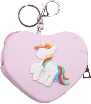 

Yellow Bee Heart Shaped Mini Keychain Coin Purse with Unicorn Coin Purse(Pink)