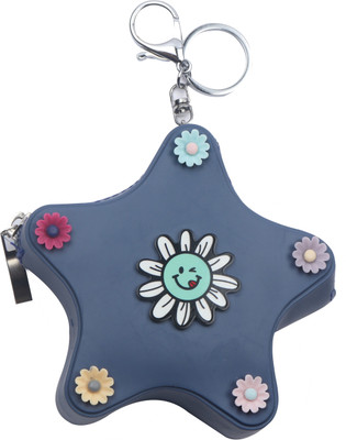 

Yellow Bee Star Shaped Mini Keychain Coin Purse with Flowers Coin Purse(Blue)