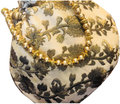 

Craftbazaar Raw Silk Designer Potlis Potli(White)