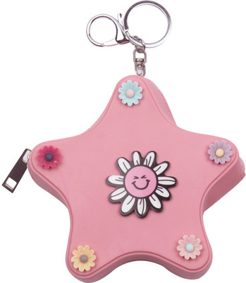 

Yellow Bee Star Shaped Mini Keychain Coin Purse with Flowers Coin Purse(Pink)