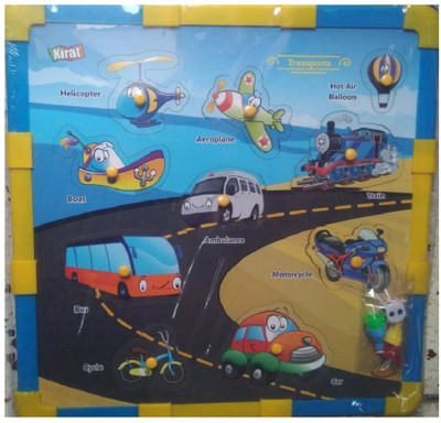 

SHRIBOSSJI Kirat 2 in 1 Wooden Transport Puzzle with Snake and Ladders (Dice and Token Included)(10 Pieces)
