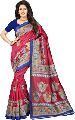 Rani Saahiba Printed Kalamkari Art Silk Saree(Multicolor)