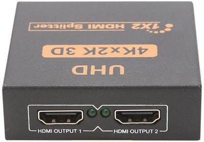 microware UHD 3D 4Kx2K Full HD 1080p HDMI Splitter 1X2 Port Hub Repeater Amplifier Media Streaming Device(Black)