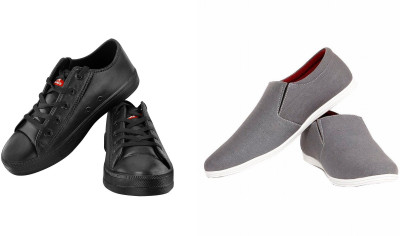 

STEEMO Combo Pack of 2 Black Grey Casual Tennis Shoes for Men & Boy's Sneakers For Men(Black, Grey