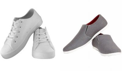 

STEEMO Combo Pack of 2 white Grey Casual Tennis Shoes for Men & Boy's Sneakers For Men(White, Grey