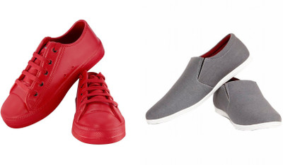 

STEEMO Combo Pack of 2 Red Grey Casual Tennis Shoes for Men & Boy's Sneakers For Men(Red, Grey