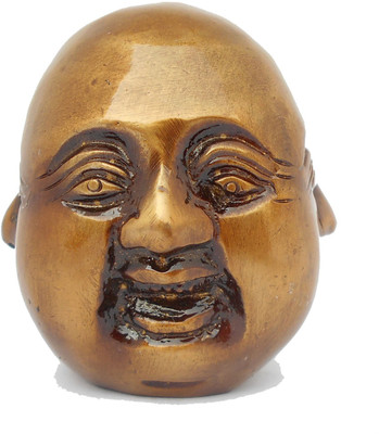 SUSAJJIT DECOR Laughing Buddha Face Showpiece in Four Moods, Fengsui Item for Positivity / Brass Paper Weight Decorative Showpiece  -  6 cm(Brass, Brown)
