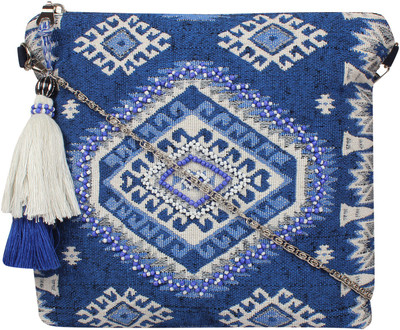 

Anekaant Women Blue Cotton Sling Bag