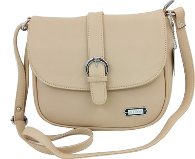 

Sileriya Bags Women Beige PU, Linen Sling Bag