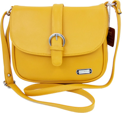 

Sileriya Bags Women Yellow PU, Linen Sling Bag