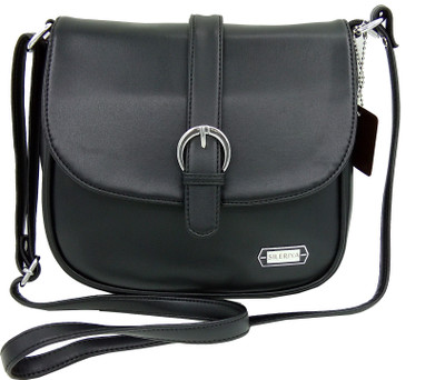 

Sileriya Bags Women Black PU, Linen Sling Bag