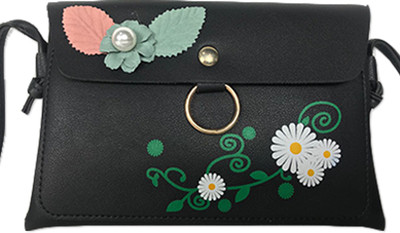 Lelys Women Black PU Sling Bag