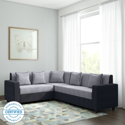 Bharat Lifestyle Cosmo Plus Fabric 6 Seater  Sofa  (Finish Color - Black Grey)