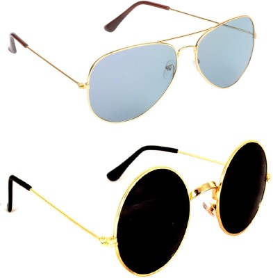 CRIBA Round, Aviator Sunglasses(For Men, Black, Blue)