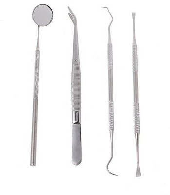 

DALUCI 4pcs Stainless Steel Dental Tools Kit Teeth Tartar Scraper Mouth Mirror Dentists Pick Tool Teeth Scaler Surgical Plier(Stainless Steel)