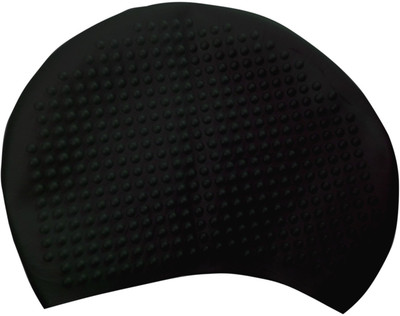 

HAWKISH PREMIUM QUALITY BUBBLE SILICON SWIMMING CAP FOR HAIR PROTECTION TO SWIM COLOR IS BLACK Swimming Cap(Black, Pack of 1)