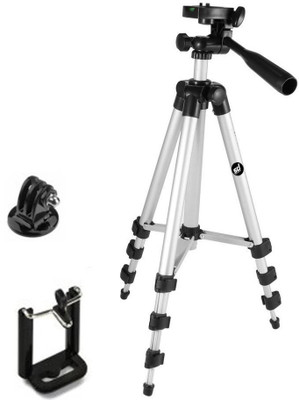 

JMO27Deals Portable & Foldable Camera - Mobile Tripod With Mobile Clip Holder Bracket , Fully Flexible Mount Cum Tripod , Standwith Three-dimensional Head & Quick Release Plate Only 150 gm (Black) Tripod(Black, Silver, Supports Up to 1500 g)