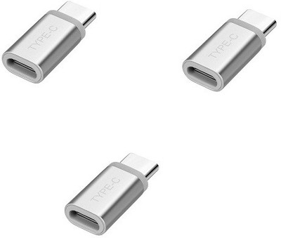 

VU4 Set Of 3 Type-C Male to Micro USB Female Converter METAL (Silver) USB Adapter(Silver)