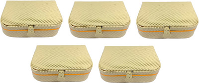 Addyz Pack of 5 Pieces women men Full Dot Designe ring box Travel Storage case Jewellery Vanity Box(Gold)