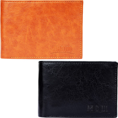 

Mogoul Men Tan, Black Genuine Leather Wallet(9 Card Slots), Tanblkpucw201802