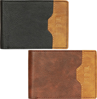 

Mogoul Men Black, Brown Genuine Leather Wallet(7 Card Slots), Blkbrwnpucw201805