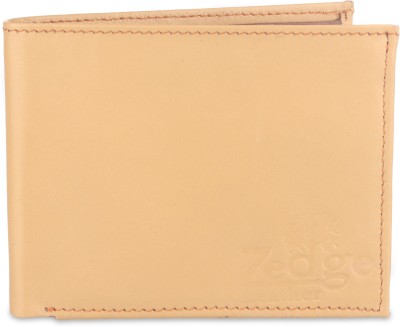 

Zedge Men Beige Genuine Leather Wallet(3 Card Slots), Peach