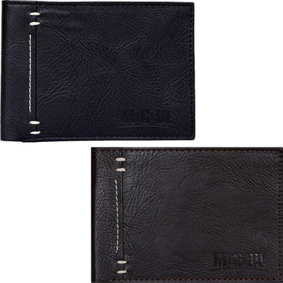 

Mogoul Men Black, Brown Genuine Leather Wallet(6 Card Slots), Blkbrwnpucw201801