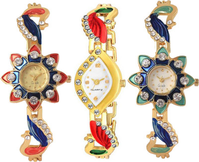 

OpenDeal Best Combo Pack 3 Stylish Diamond Studded Party-Wedding Style Watch For Girls & Women 01TW017 Watch - For Girls