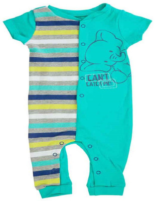 

MeeMee Baby Boy's Light Green Bodysuit, Mint_grey melange stripe