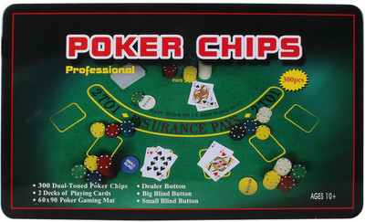 

Jonquin Casino Poker Set with 300 Poker Chips, Playing Cards, Gaming Mat in Tin Box(Green)