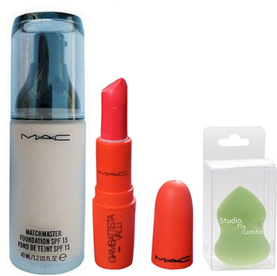 

Studio Fix Combo Of Sponge Puff & Mac Matchmaster Foundation spf 15 Fond De Teint Spf 15 & Giambattista Valli See Sheer Lipstick(Set of 3)