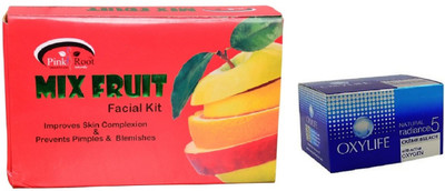 

Pink Root Mix Fruit Facial Kit 83gm, Oxylife Crème Bleach Natural radiance5 27g(Set of 2)