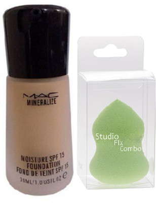 

Studio Fix Combo Sponge Blender Puff& MAC Mineralize Moisture SPF15 Foundation(Set of 2)