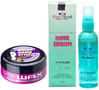 

Pink Root Hair Serum with GATSBY Styling Wax EXTRME & FIRM(Set of 2)